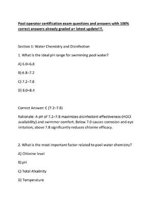Preview of Pool operator certification exam questions and answers with 100