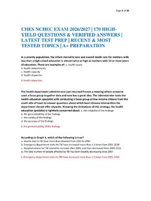 Preview of CHES NCHEC EXAM 2026/2027 | 170 HIGH-YIELD QUESTIONS & VERIFIED ANSWERS | LATEST TEST PREP