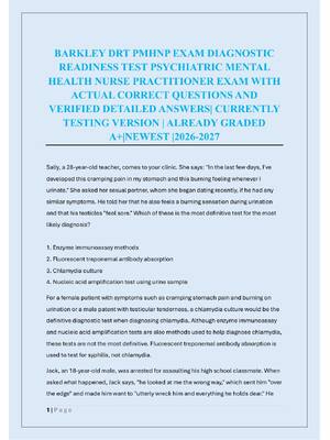 Preview of BARKLEY DRT PMHNP EXAM DIAGNOSTIC  READINESS TEST PSYCHIATRIC MENTAL  HEALTH NURSE PRACTIT