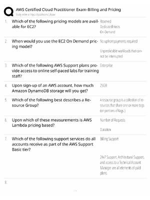 Preview of AWS Billing & Pricing Study Guide / Cloud Practitioner Exam Prep / Score 100% / 2025 Updat