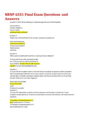 Preview image for NRNP 6531 Final Exam compilation Questions  and Answers 100%Correct/Verified Assured Success New 2023!!!