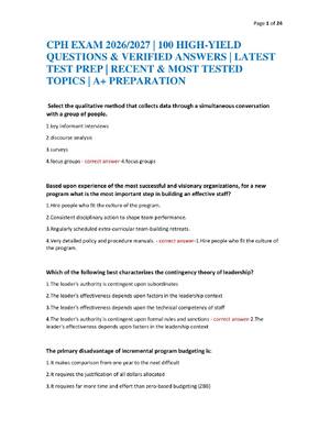 Preview of CPH EXAM 2026/2027 | 100 HIGH-YIELD QUESTIONS & VERIFIED ANSWERS | LATEST TEST PREP | RECE