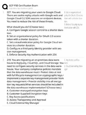 Preview of GCP PSE Study Guide / Professional Cloud Security Engineer / Score 100% / 2025 Update / Ex