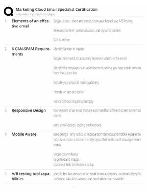 Preview of Marketing Cloud Email Specialist Study Guide / Certification Exam Prep / Score 100% / 2025