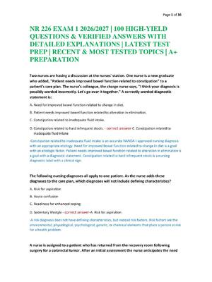 Preview of NR 226 EXAM1 NEWEST 2026/2027 ACTUAL EXAM 100  QUESTIONS AND CORRECT (VERIFIED ANSWERS) WI