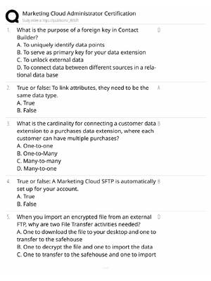 Preview of Marketing Cloud Administrator Study Guide / Certification Exam Prep / Score 100% / 2025 Up