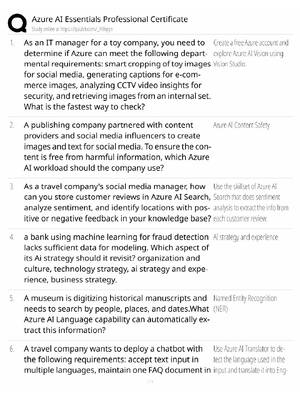 Preview of Azure AI Essentials Study Guide / Professional Certificate Exam Prep / Score 100% / 2025 U