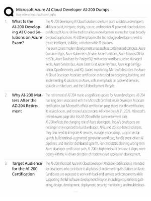 Preview of Microsoft AI-200 Study Guide / Azure AI Cloud Developer Dumps / Score 100% / 2025 Update /
