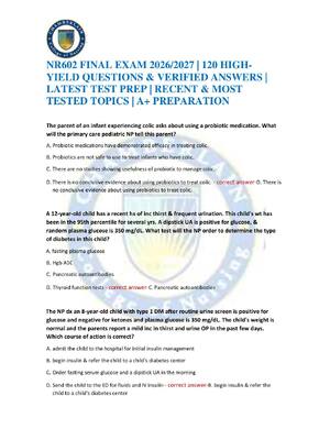 Preview of NR602 FINAL EXAM 2026/2027 | 120 HIGH-YIELD QUESTIONS & VERIFIED ANSWERS | LATEST TEST PRE