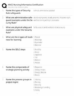 Preview image for ANCC Nursing Informatics Study Guide / NI-BC Certification Exam Prep / Score 100% / 2025 Update