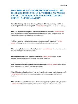 Preview of WGU D447 NEW OA BOSS EDITION 2026/2027 | 350 HIGH-YIELD QUESTIONS & VERIFIED ANSWERS | LAT