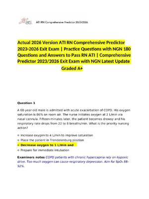 Preview image for Actual 2026 Version ATI RN Comprehensive Predictor 2023-2026 Exit Exam | Practice Questions with NGN 180 Questions and Answers to Pass RN ATI | Comprehensive Predictor 2023/2026 Exit Exam with NGN Latest Update Graded  A+