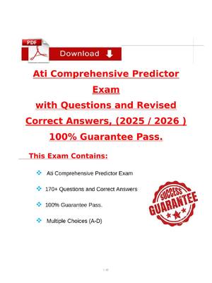 Preview image for Ati Comprehensive Predictor  Exam with Questions and Revised  Correct Answers, (2025 / 2026 )  100% Guarantee Pass