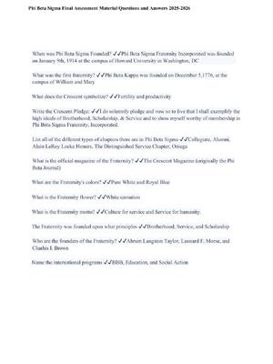 Preview image for Phi Beta Sigma Final Assessment Material Verified Questions and Answers 2025-2026 Rated A+