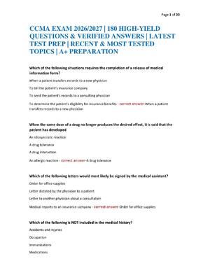 Preview of CCMA EXAM 2026/2027 | 180 HIGH-YIELD QUESTIONS & VERIFIED ANSWERS | LATEST TEST PREP | REC