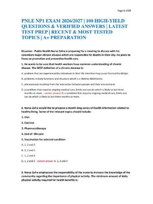 Preview of PNLE NP1 EXAM 2026/2027 | 100 HIGH-YIELD QUESTIONS & VERIFIED ANSWERS | LATEST TEST PREP |