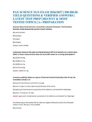 Preview of PAX SCIENCE NLN EXAM 2026/2027 | 300 HIGHYIELD QUESTIONS & VERIFIED ANSWERS | LATEST TEST