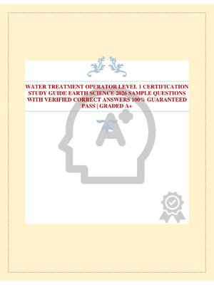 Preview of WATER TREATMENT OPERATOR LEVEL 1 CERTIFICATION STUDY GUIDE EARTH SCIENCE 2026 SAMPLE QUEST