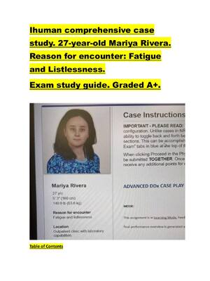 Preview of Ihuman comprehensive case  study. 27-year-old Mariya Rivera.  Reason for encounter: Fatigu