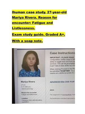 Preview of Ihuman case study. 27-year-old  Mariya Rivera. Reason for  encounter: Fatigue and  Listles