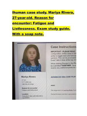 Preview of Ihuman case study. Mariya Rivera,  27-year-old. Reason for  encounter: Fatigue and  Listle