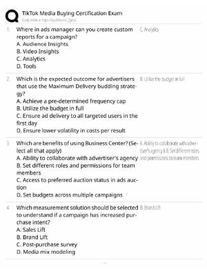 Preview image for TikTok Media Buying Study Guide / Certification Exam Prep / Score 100% / 2025 Update