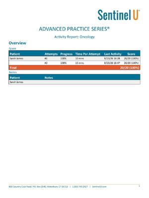 Preview of Sentinel U Sarah James Oncology | Advanced Practice Series® Activity Report | 100% Complet
