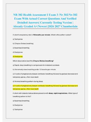 Preview image for NR 302 Health Assessment I Exam 3 /Nr 302/Nr-302  Exam