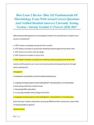 Preview of Bios Exam 2 Review /Bios 242 Fundamentals Of  Microbiology Exam