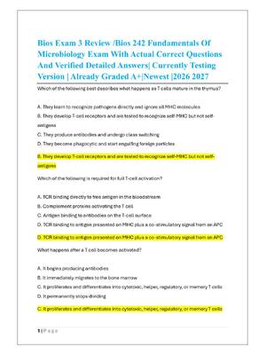 Preview of Bios Exam 3 Review /Bios 242 Fundamentals Of  Microbiology Exam