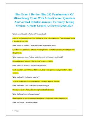 Preview of Bios Exam 1 Review /Bios 242 Fundamentals Of  Microbiology Exam