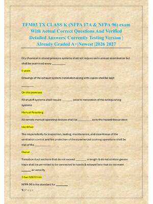 Preview of TFM03 TX CLASS K (NFPA 17A & NFPA 96) exam