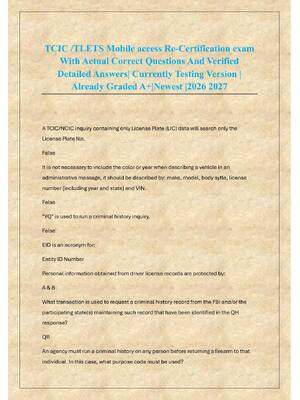 Preview of TCIC /TLETS Mobile access Re-Certification exam