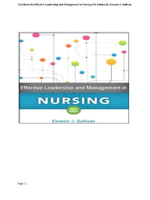 Preview of Test Bank for Effective Leadership and Management in Nursing 9th Edition by Eleanor J. Sul