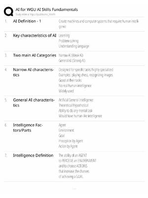 Preview image for WGU AI Skills Fundamentals Study Guide / AI Certification Exam Prep / Score 100% / 2025 Update