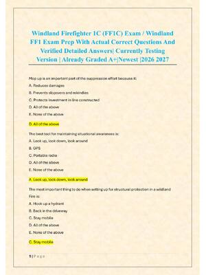 Preview of Windland Firefighter 1C (FF1C) Exam / Windland  FF1 Exam Prep