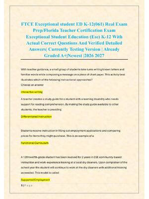 Preview of FTCE Exceptional student ED K-12(061) Real Exam  Prep/Florida Teacher Certification Exam