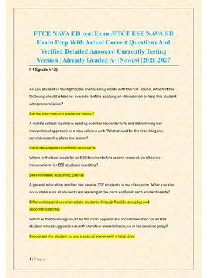 Preview of FTCE NAVA ED real Exam/FTCE ESE NAVA ED  Exam Prep