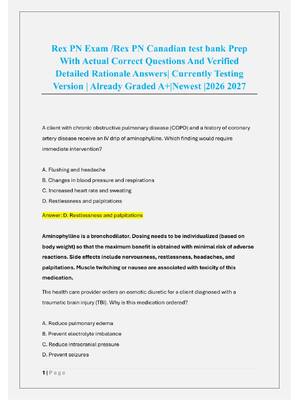 Preview of Rex PN Exam /Rex PN Canadian test bank Prep