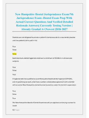 Preview of New Hampshire Dental Jurisprudence Exam/Nh  Jurisprudence Exam -Dental Exam Prep