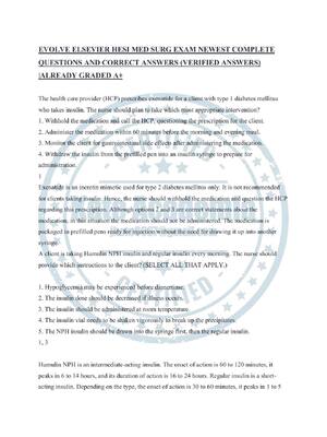 Preview image for EVOLVE ELSEVIER HESI MED SURG EXAM NEWEST COMPLETE  QUESTIONS AND CORRECT ANSWERS (VERIFIED ANSWERS)  |ALREADY GRADED A+