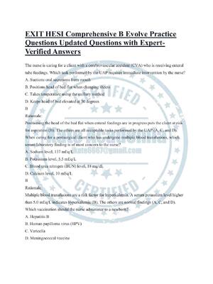 Preview image for EXIT HESI Comprehensive B Evolve Practice Questions Updated Questions with Expert-Verified Answers