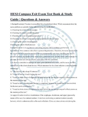 Preview image for HESI Compass Exit Exam Test Bank & Study Guide | Questions & Answers