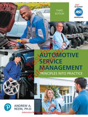 Preview of Automotive Service Management 3rd Edition By Andrew Rezin