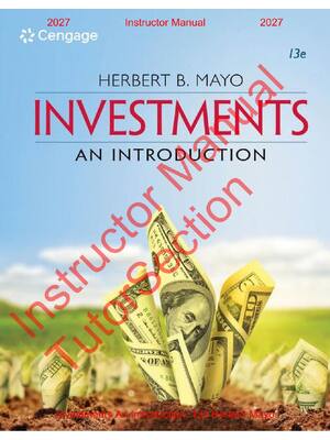 Preview of Investments An Introduction, 13th Edition By Herbert Mayo