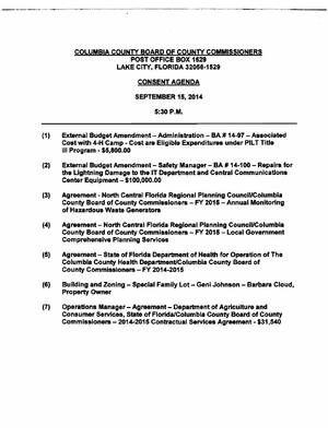 Preview image for COLUMBIA COUNTY BOARD OF COUNTY COMMISSIONERS  POST OFFICE BOX 1529  LAKE CITY, FLORIDA 32056-1529