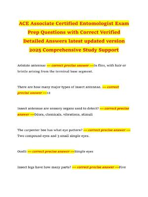 Preview image for ACE Associate Certified Entomologist Exam  Prep Questions with Correct Verified  Detailed Answers latest updated version  2025 Comprehensive Study Support
