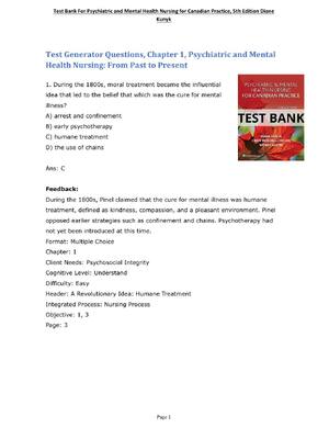 Preview of Test	Generator	Questions,	Chapter	1,	Psychiatric	and	Mental	 Health	Nursing:	From	Past	to