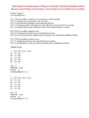 Preview of Test Bank for Fundamentals of Physics Extended 10th Edition By David Halliday Robert Resni
