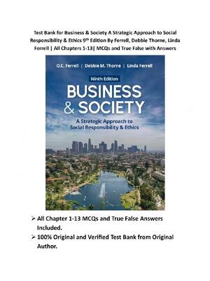 Preview image for Business & Society A Strategic Approach to Social Responsibility & Ethics 9th Edition By Ferrell, Debbie Thorne, Linda Ferrell